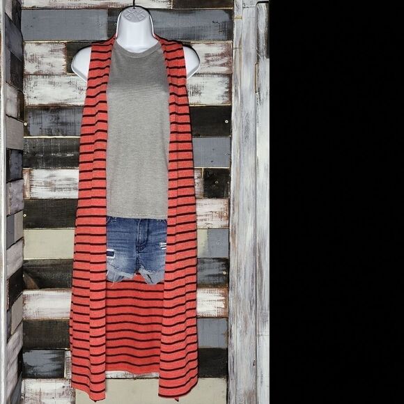 Lularoe Striped Joy Coverup Long Vest - Picture 1 of 5